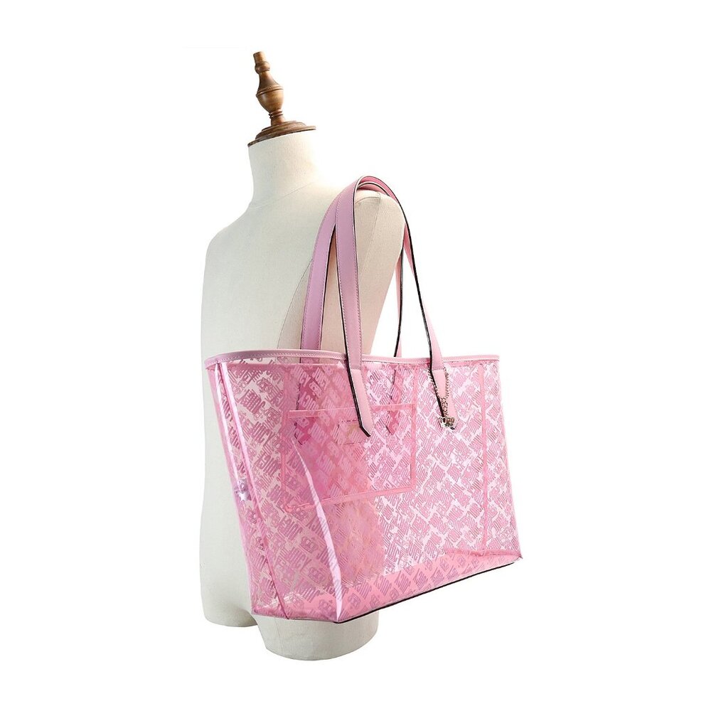 Juicy Couture Large Beach Tote Bag Clear Pink Logo New Sealed Package - Picture 2 of 9